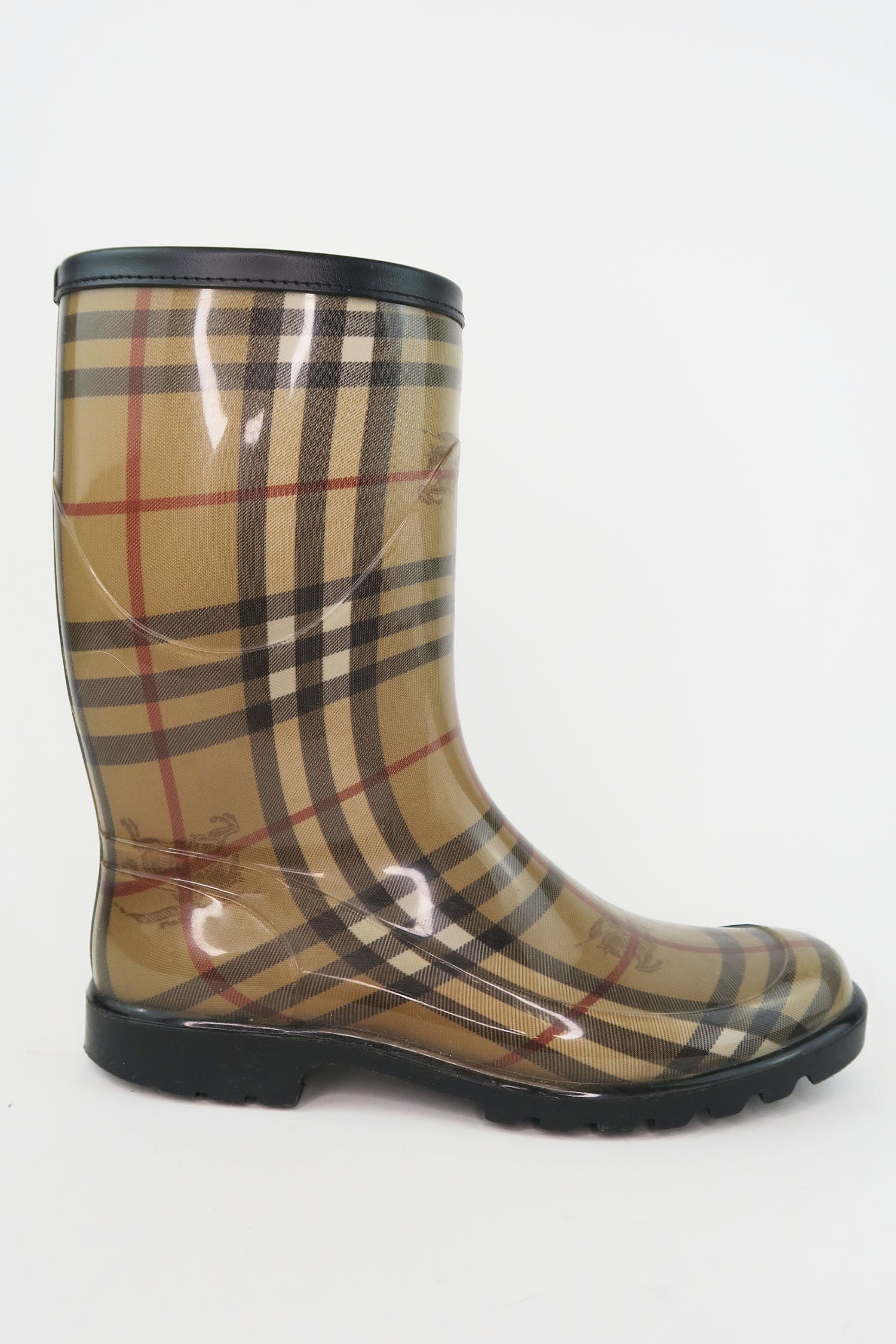 Burberry check rain boots on sale