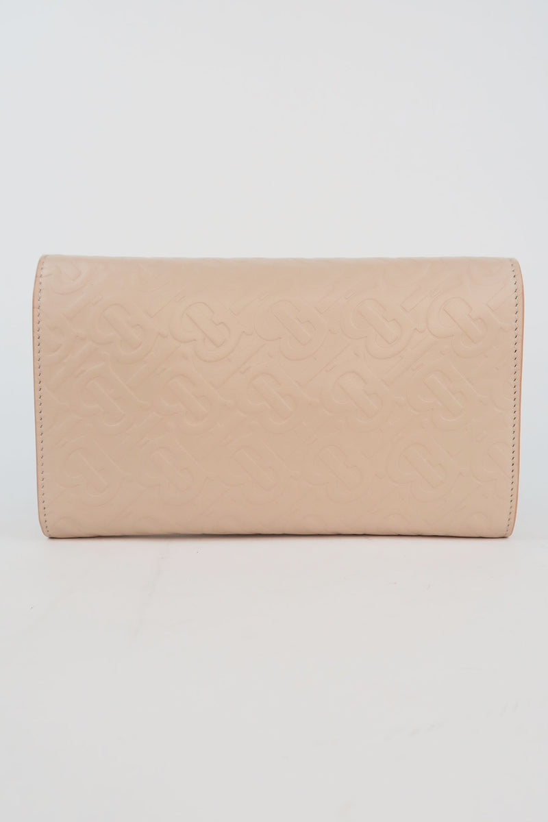 Burberry Leather Embossed Hazelmere Wallet w/ Strap