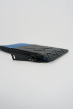 Bottega Veneta Black/Blue Intrecciato Zipper Card Holder