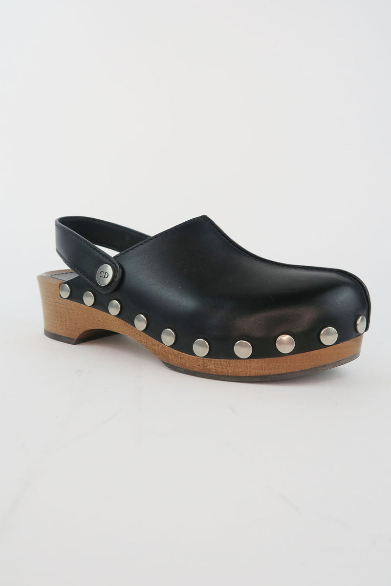 Christian Dior Slingback Clogs Leather Mules sz 35.5