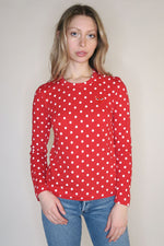 Comme Des Garçons Play Polka Dot Crew Neck Top sz S