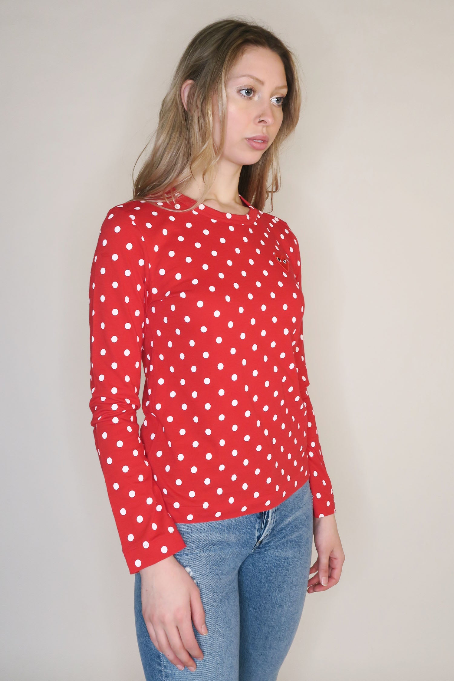 Comme Des Garcons Play Polka Dot Crew Neck Top sz S The Find Studio