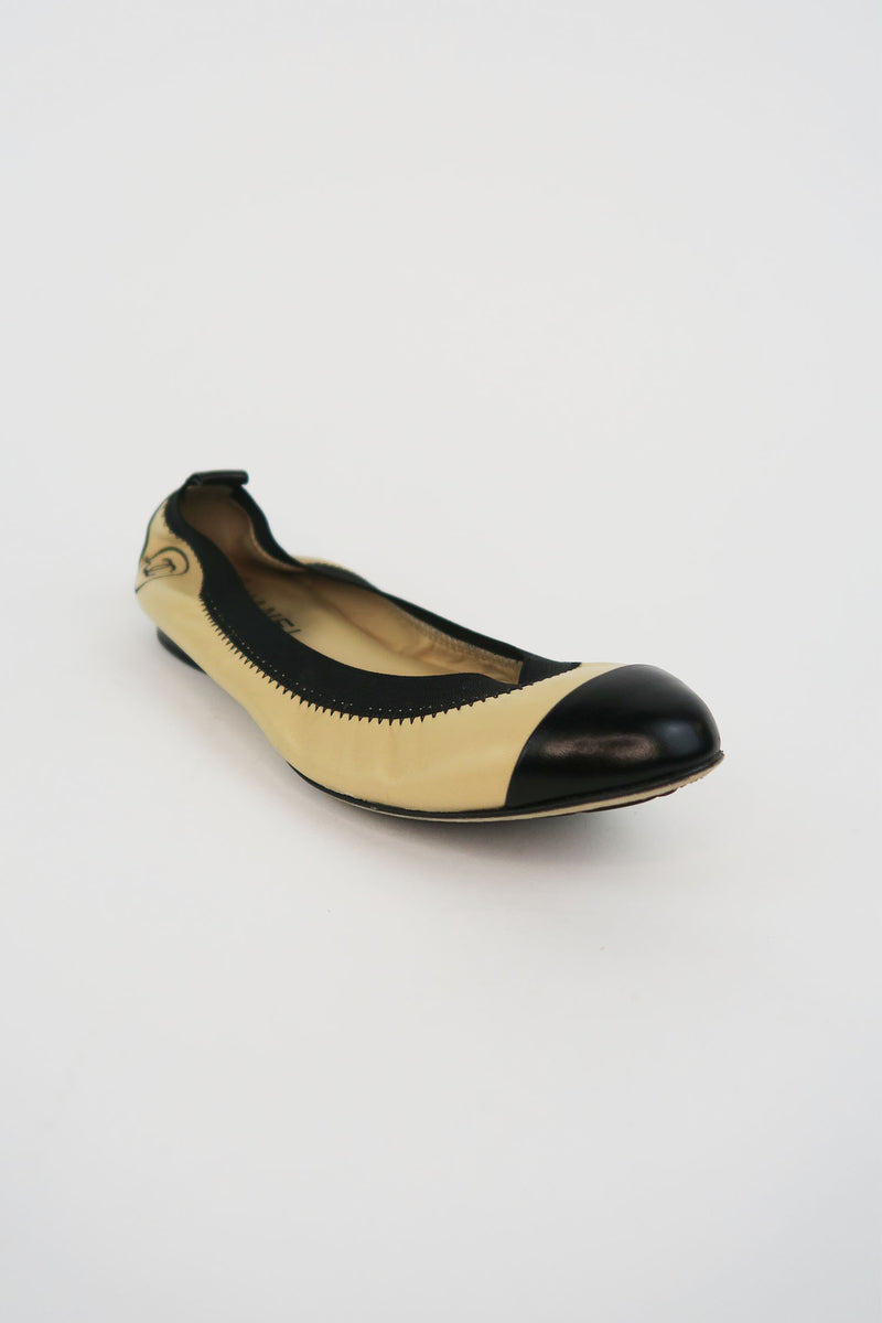 Chanel Leather Coluorblock Pattern Ballet Flats sz 36.5