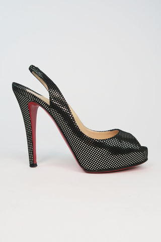 Christian Louboutin Silver Printed Slingback Pumps sz 36 - Designer Pumps at The Find Luxury Resale - Vancouver, Canada