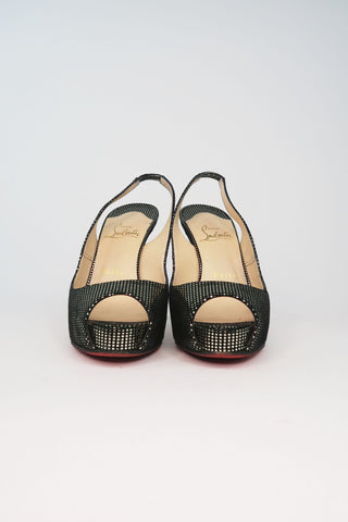 Christian Louboutin Silver Printed Slingback Pumps sz 36 - Designer Pumps at The Find Luxury Resale - Vancouver, Canada