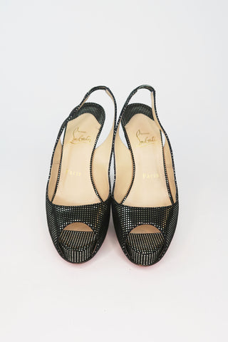 Christian Louboutin Silver Printed Slingback Pumps sz 36 - Designer Pumps at The Find Luxury Resale - Vancouver, Canada