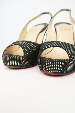 Christian Louboutin Silver Printed Slingback Pumps sz 36 - Designer Pumps at The Find Luxury Resale - Vancouver, Canada