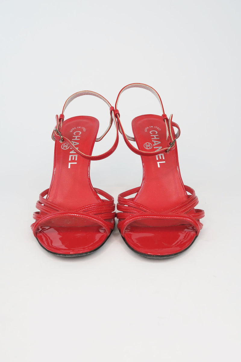 Chanel Vintage Patent Sandals sz 35.5