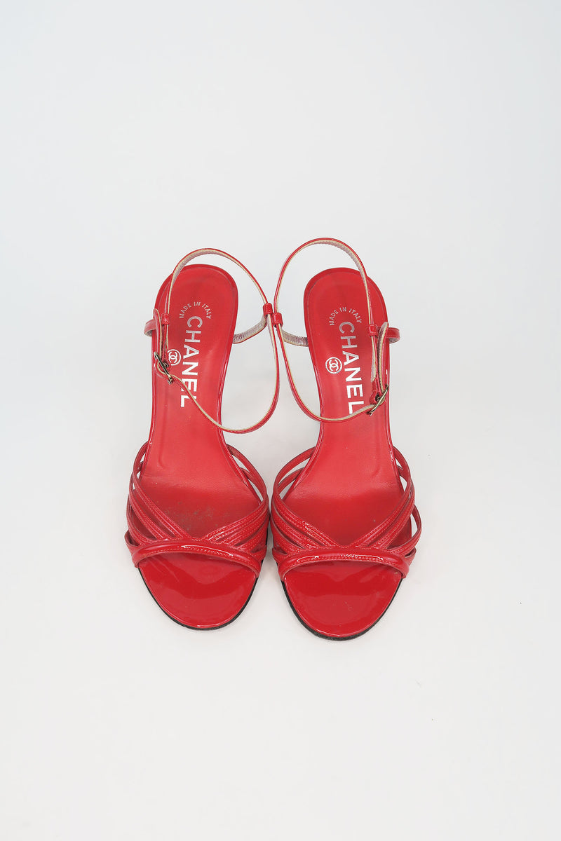 Chanel Vintage Patent Sandals sz 35.5