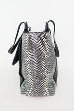 Salvatore Ferragamo Python-Trimmed Leather Tote Bag