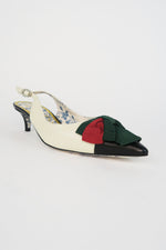 Gucci Web Accent Leather Slingback Sandals sz 37