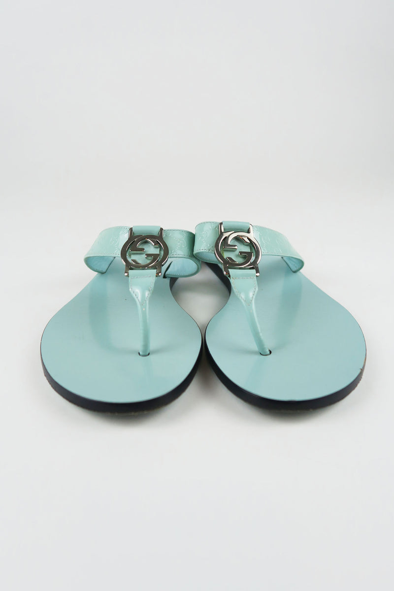 Gucci Leather T-Strap Sandals sz 35