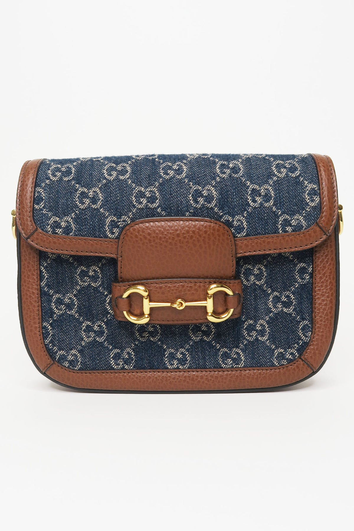 Gucci GG Denim Mini 1955 Horsebit Shoulder Bag