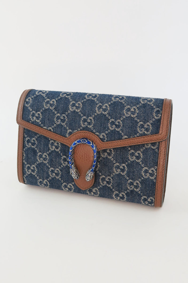 Gucci GG Supreme Denim Dionysus Wallet on Chain