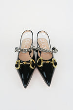 Gucci Horsebit Accent Patent Leather Slingback Pumps sz 37.5