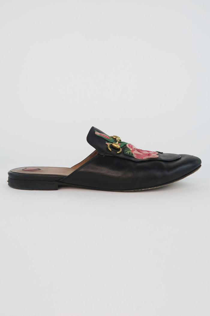 Gucci Princetown Leather Slipper 1955 Horsebit Accent Mules sz 37.5