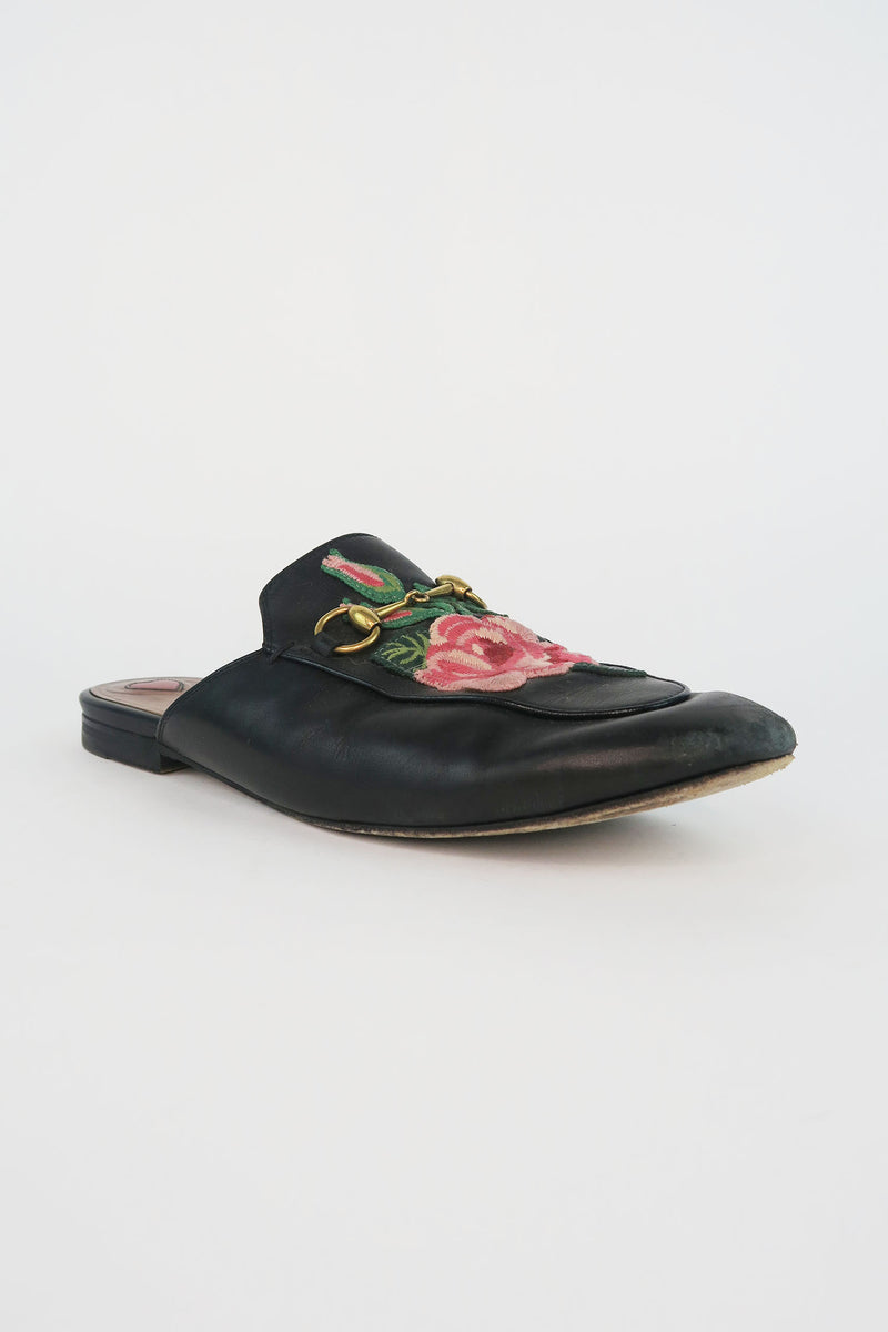 Gucci Princetown Leather Slipper 1955 Horsebit Accent Mules sz 37.5