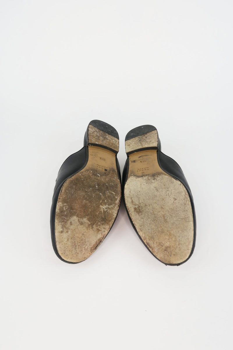 Gucci Princetown Leather Slipper 1955 Horsebit Accent Mules sz 37.5