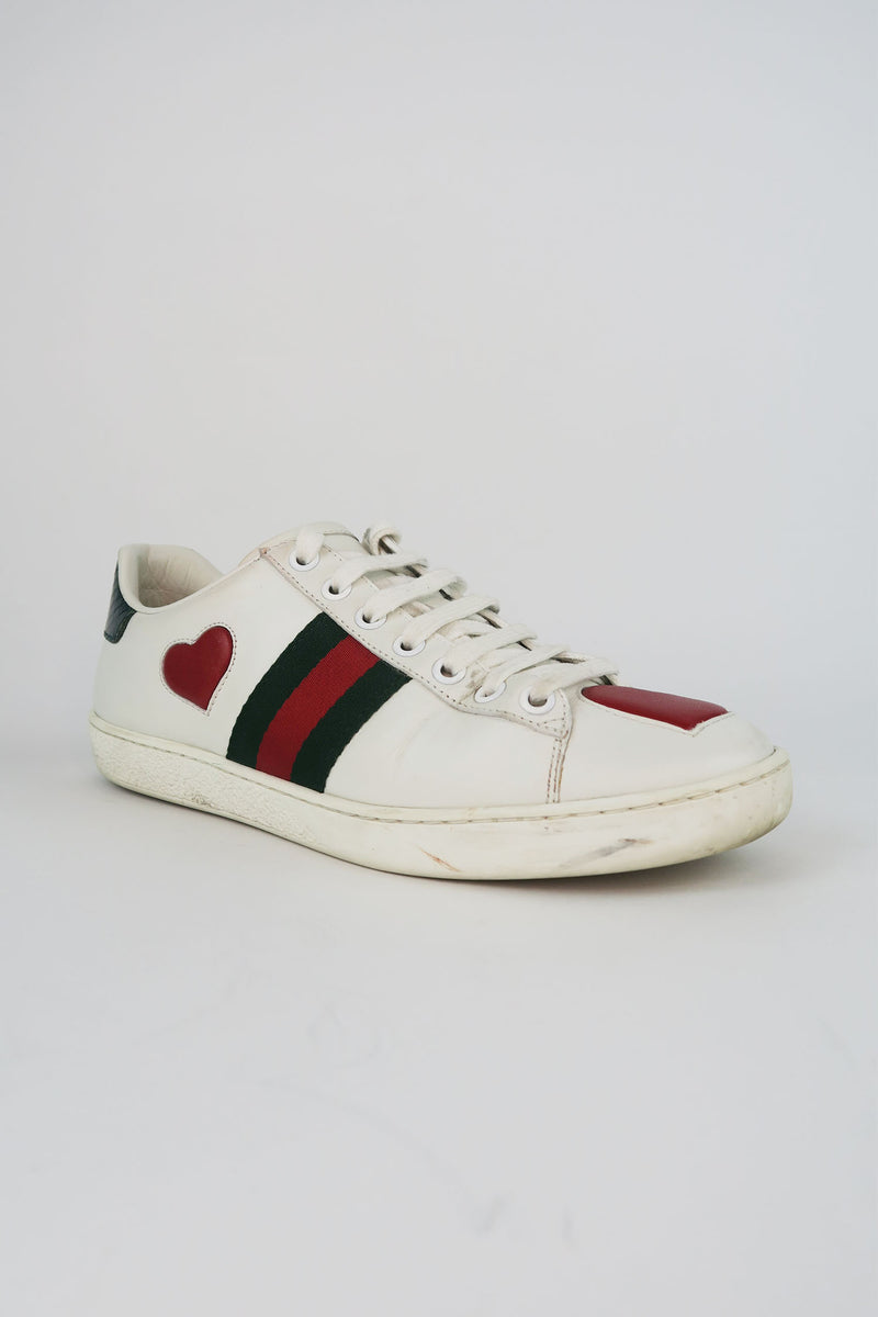 Gucci Ace Embroidered Heart Sneakers sz 35.5