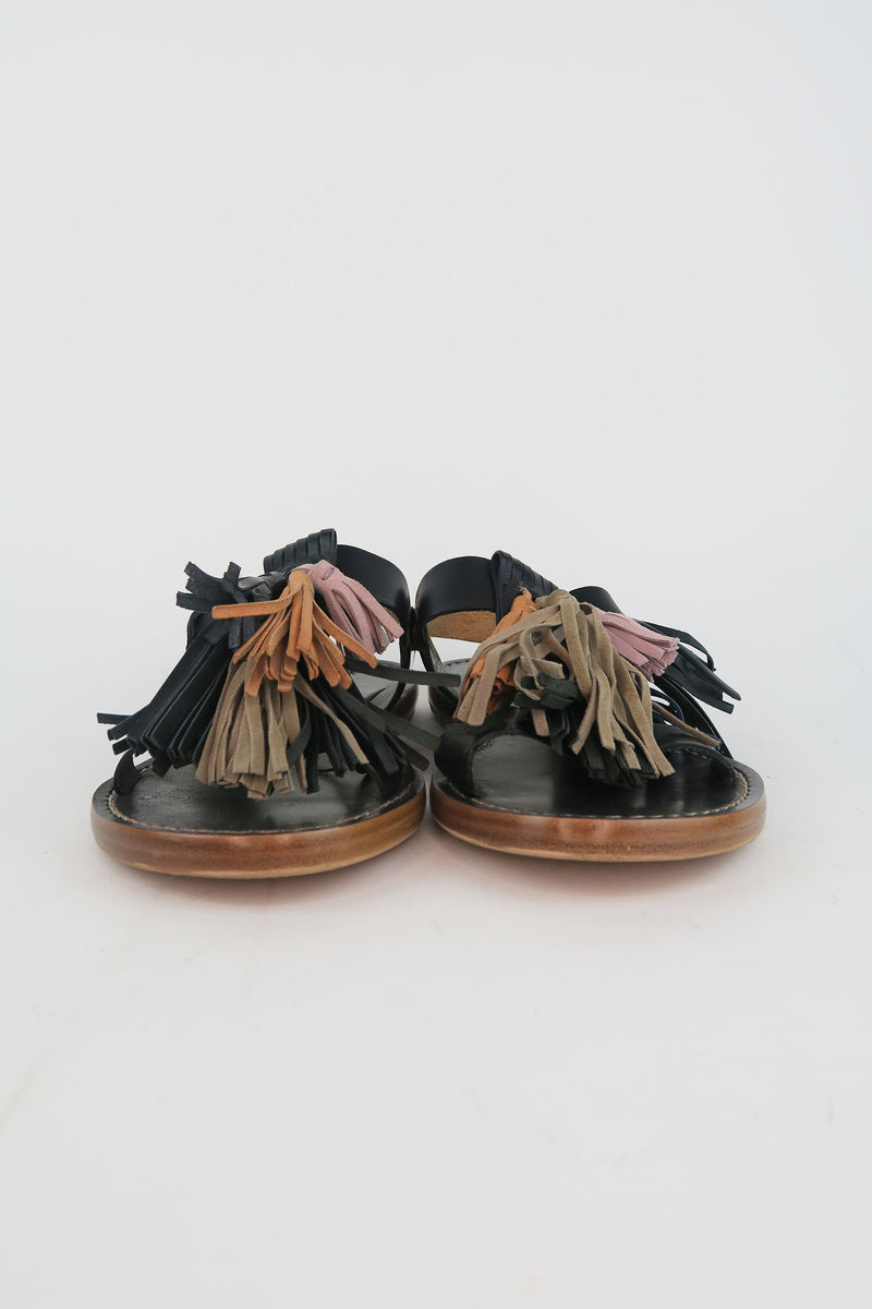 Isabel Marant Étoile Leather Fringe Trim Accent Sandals
