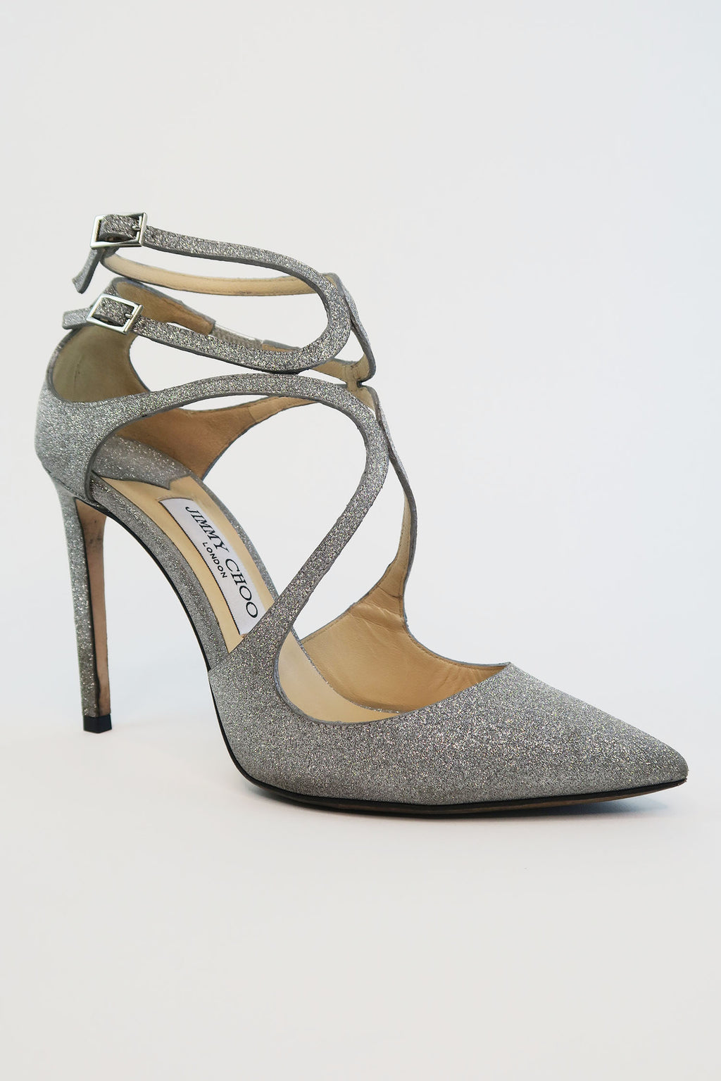 Jimmy Choo Silver Glitter Pumps  sz 38