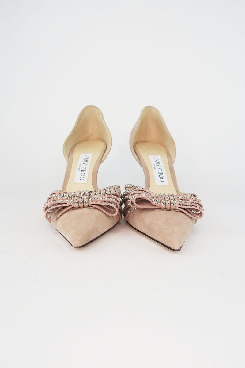 Jimmy Choo Suede Bow Accents D'Orsay Pumps sz 37