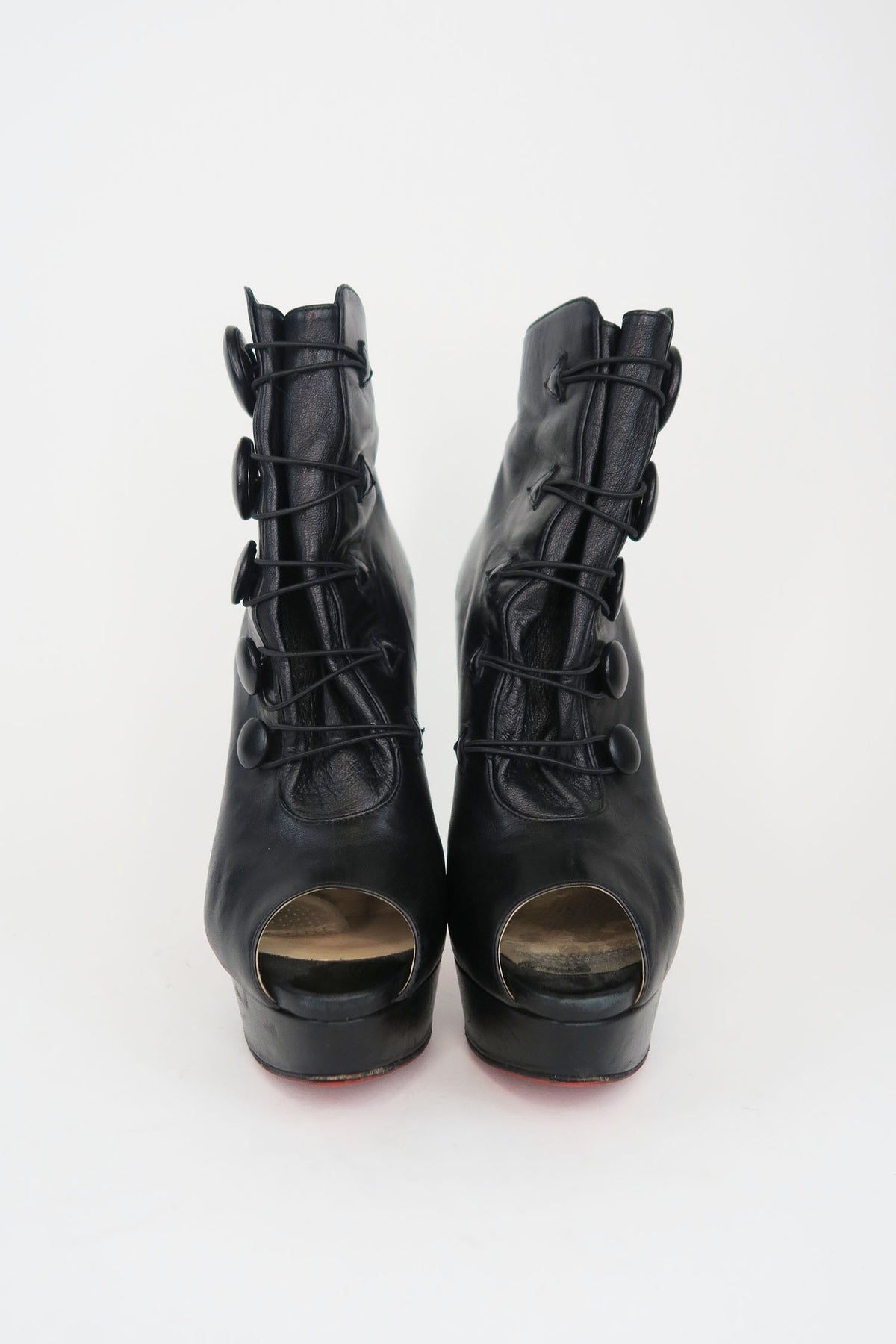 Christian Louboutin Peep-Toe Platform Boots sz 38