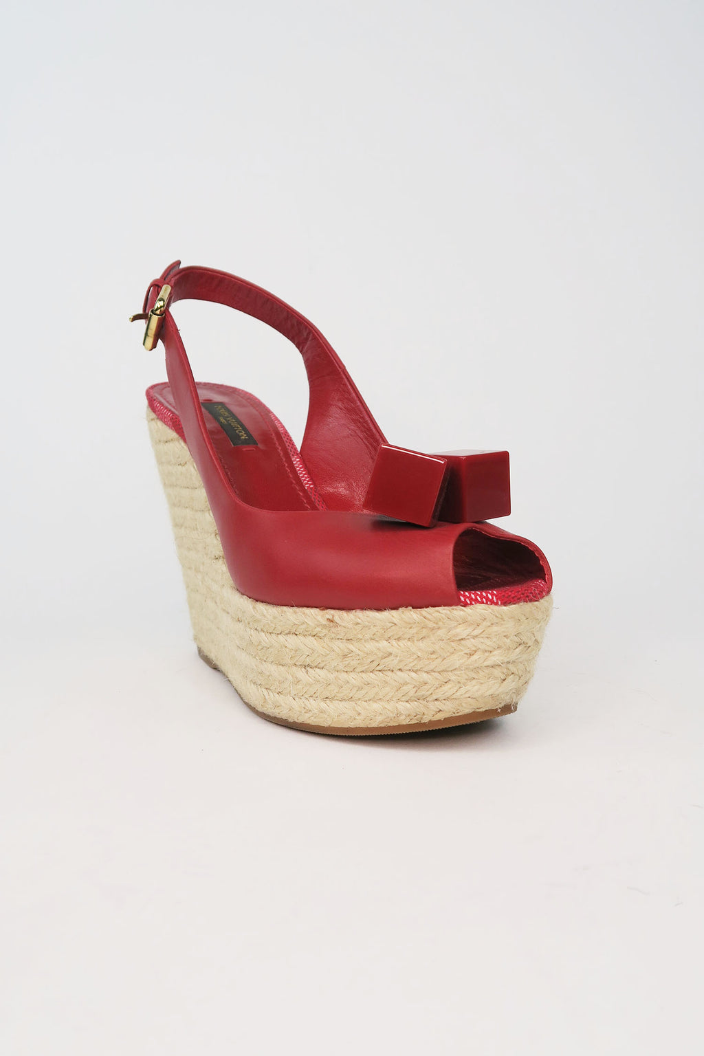 Louis Vuitton Red Leather Damier Cube Espadrille sz 5.5