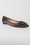 Manolo Blahnik Grey Satin Hangisi Flats sz 38