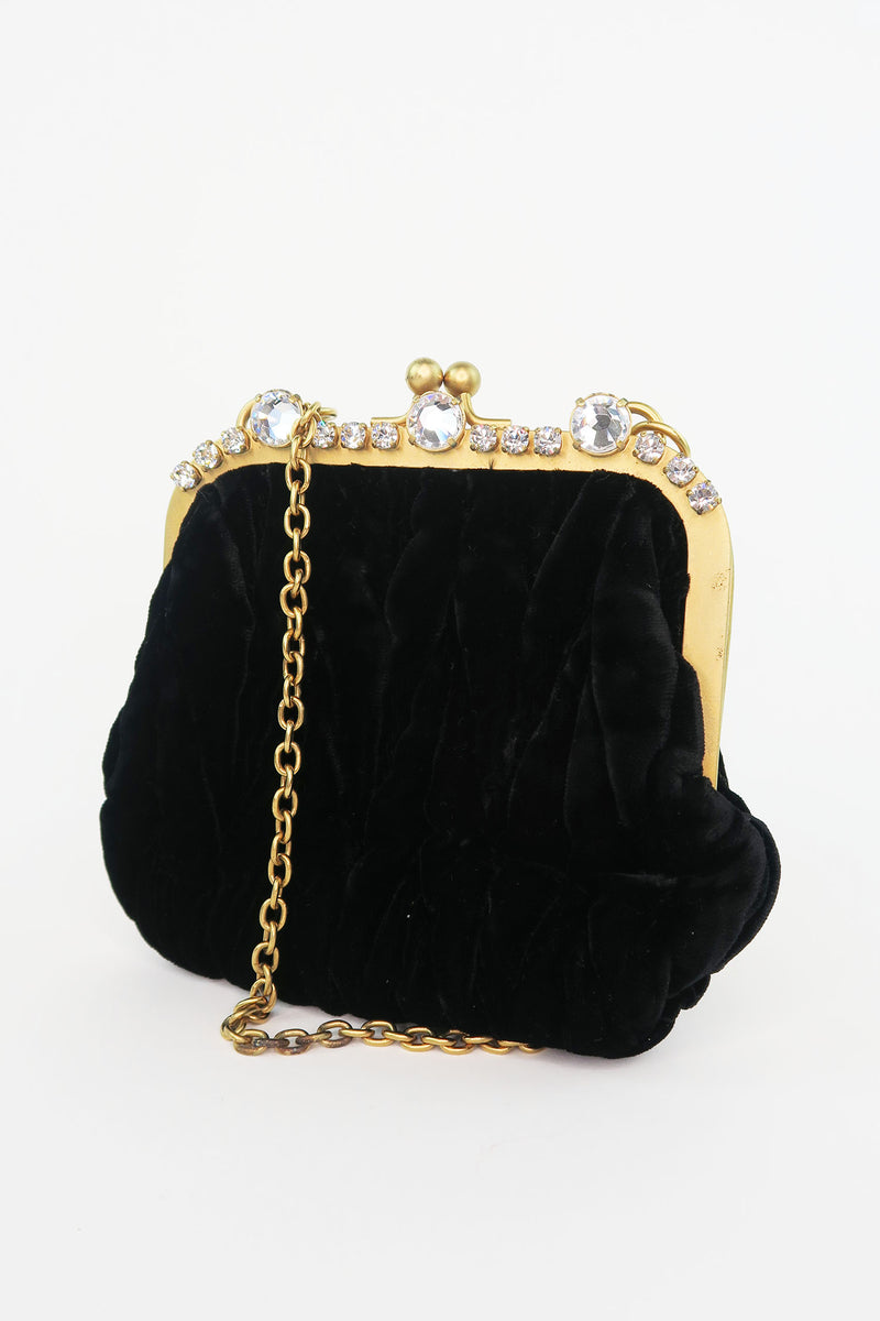 Miu Miu Velvet Crystal-Embellished Mini Bag