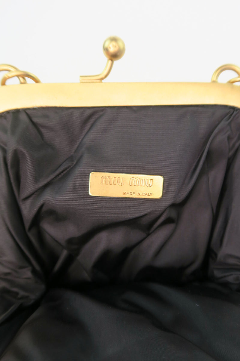 Miu Miu Velvet Crystal-Embellished Mini Bag