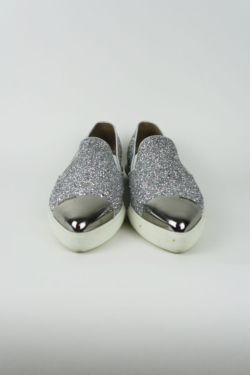 Miu Miu Silver Cap-Toe Slip-On Sneakers sz 39.5