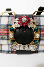 Miu Miu Embellished Wool Shoulder Bag