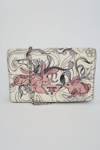 Prada Glace Calf Rabbit Wallet On Chain