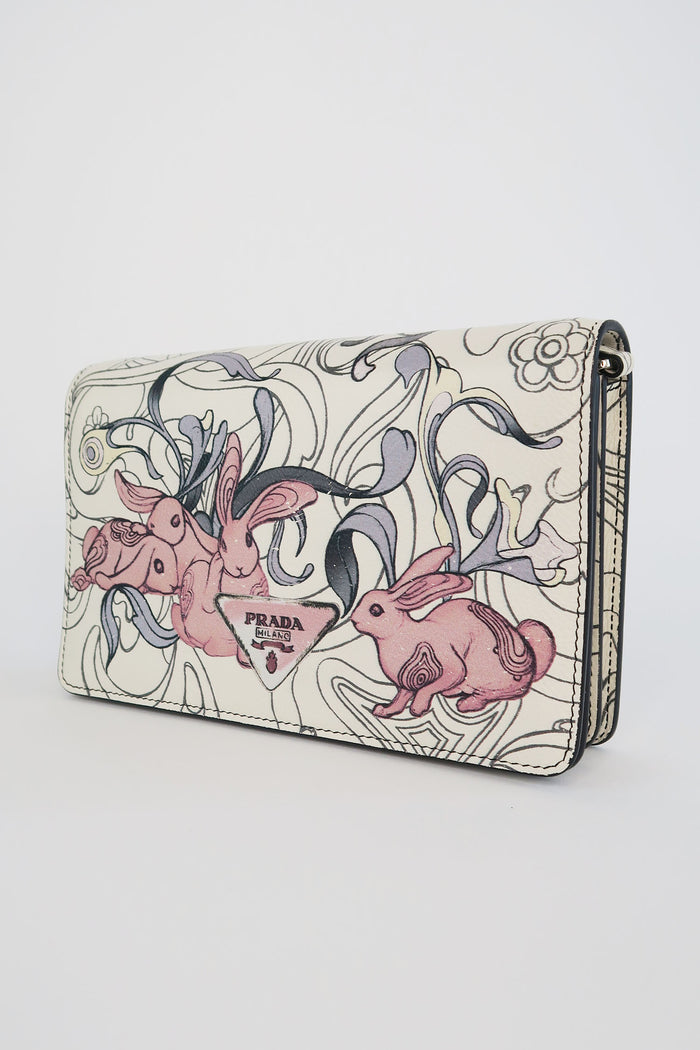 Prada Glace Calf Rabbit Wallet On Chain