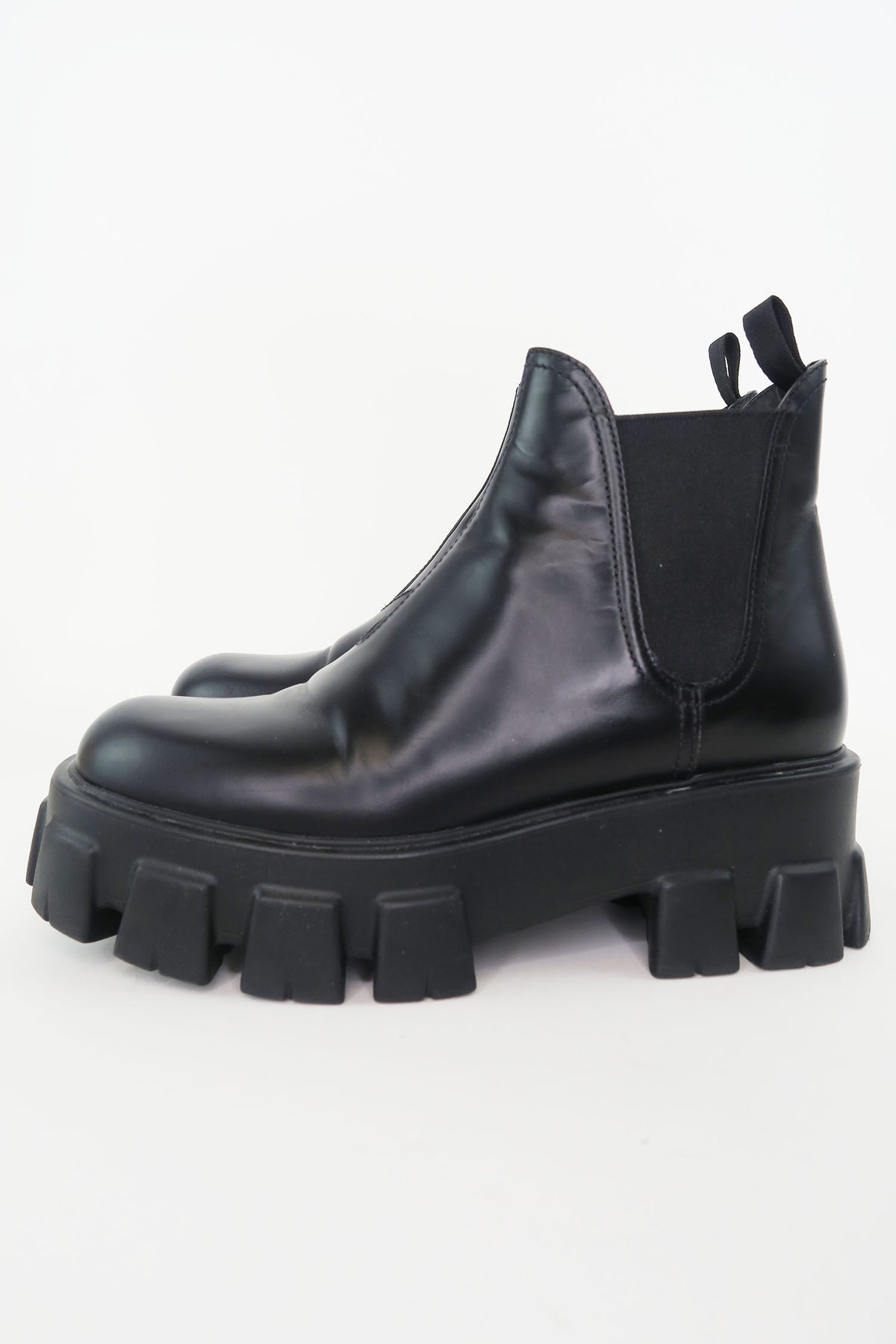 Prada Monolith Leather Platform Chelsea Boots sz 39