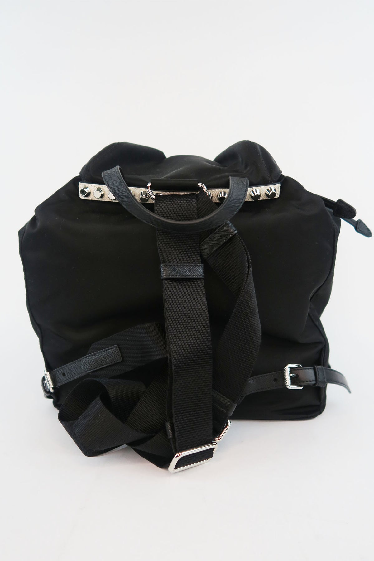 Prada Studded Tessuto Backpack