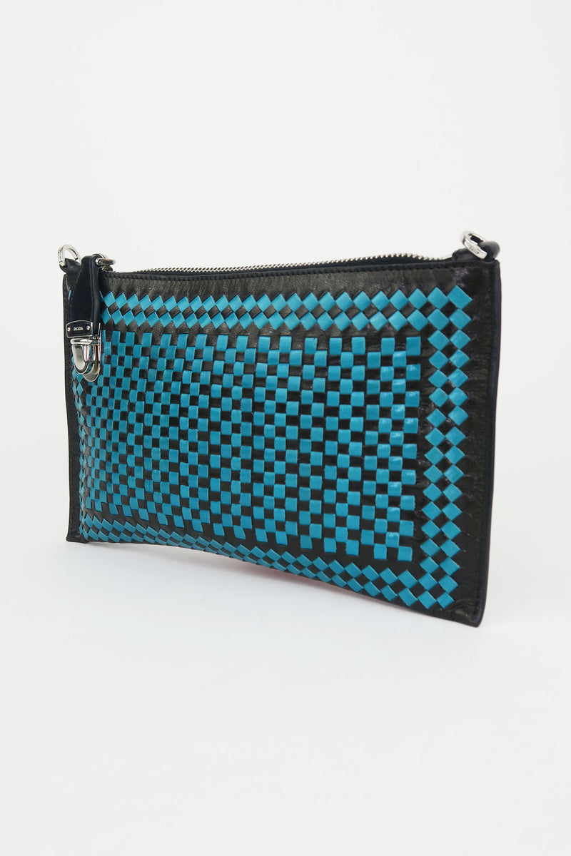 Prada Madras Woven Leather Clutch