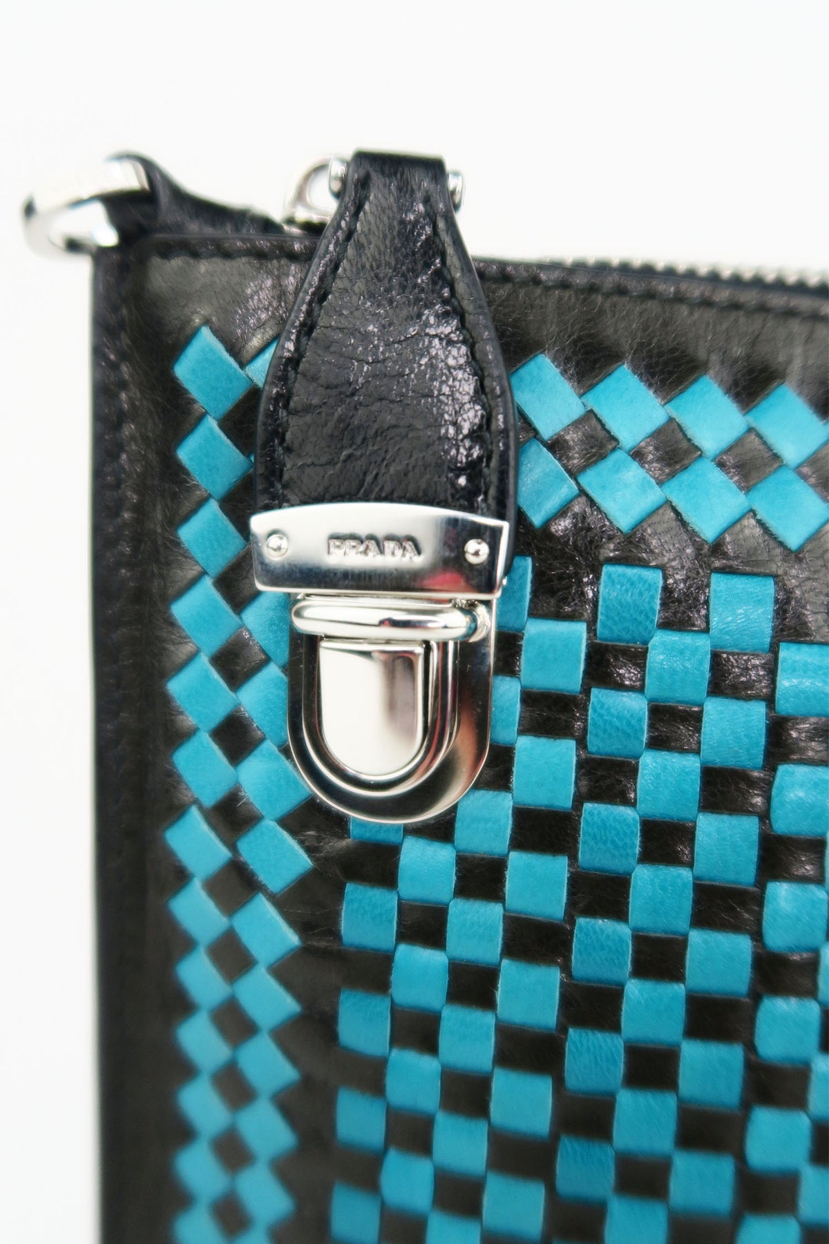 Prada Madras Woven Leather Clutch