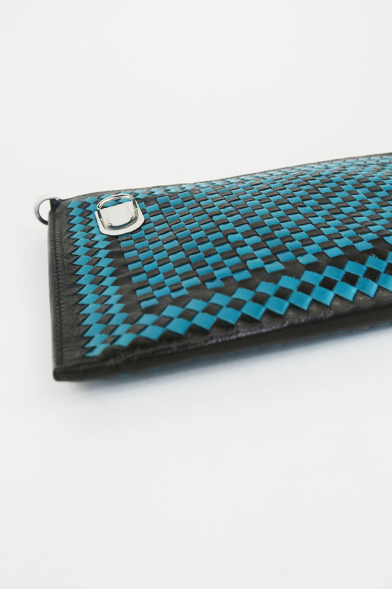 Prada Madras Woven Leather Clutch