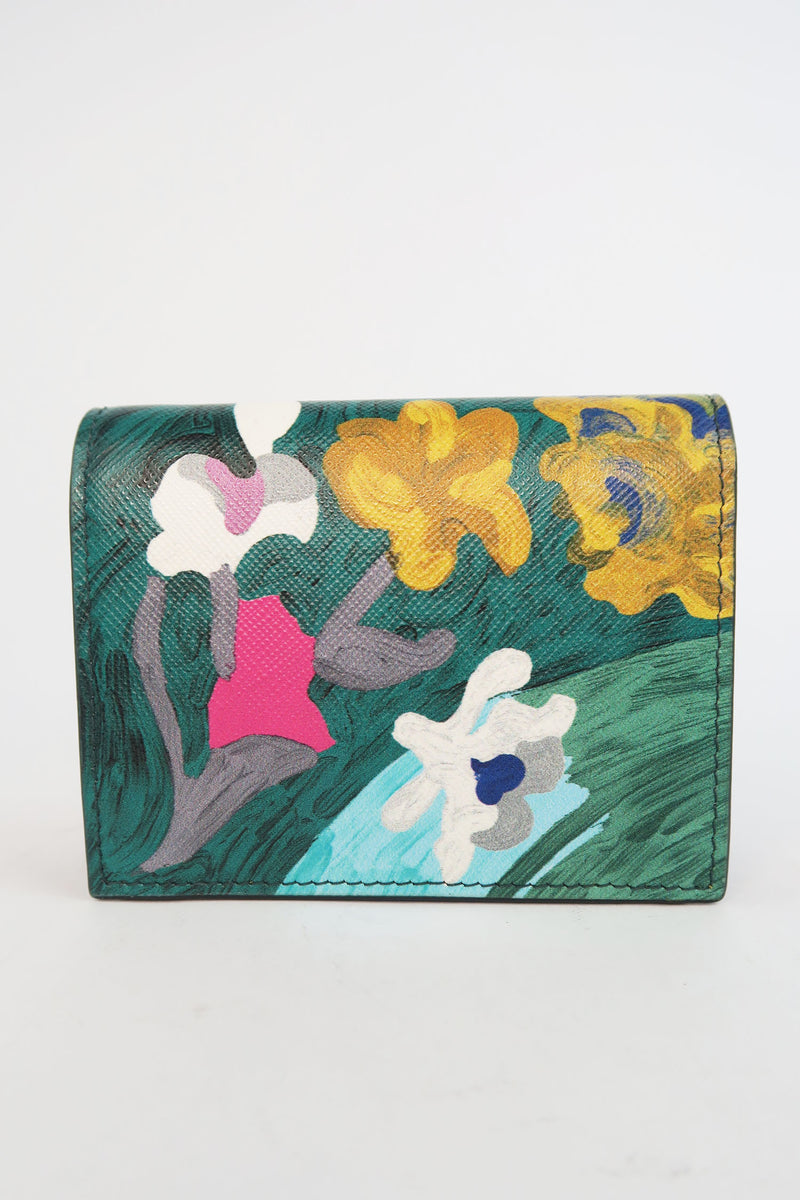 Prada Floral Saffiano Compact Wallet