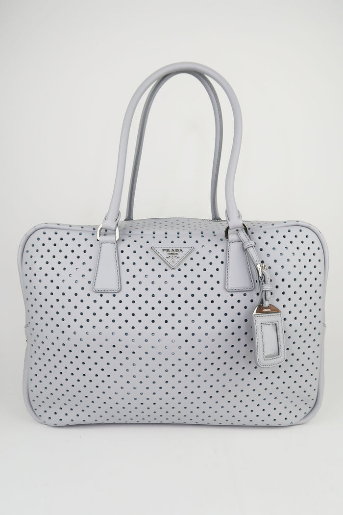 Prada Bauletto Bag Perforated Leather Medium