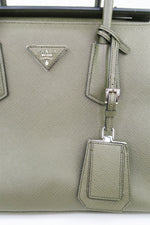 Prada Medium Turnlock Cuir Twin Tote Saffiano Leather