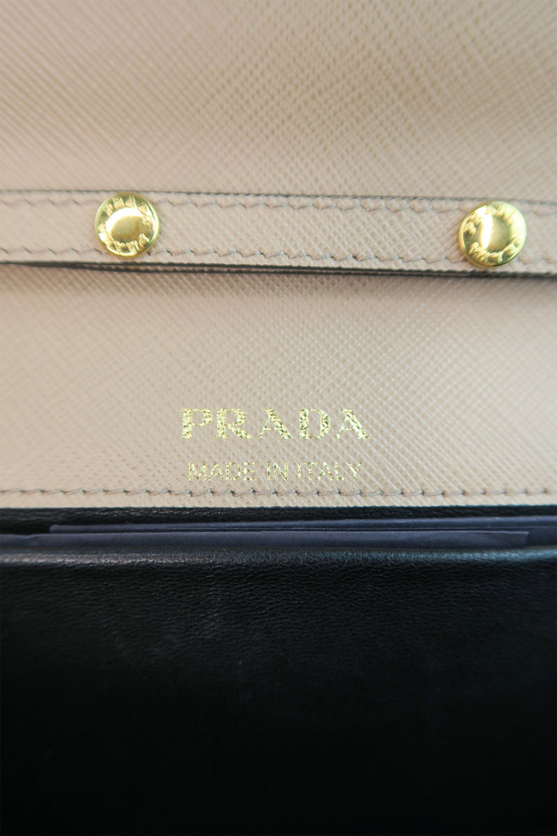 Prada Saffiano Leather Clutch & Chain