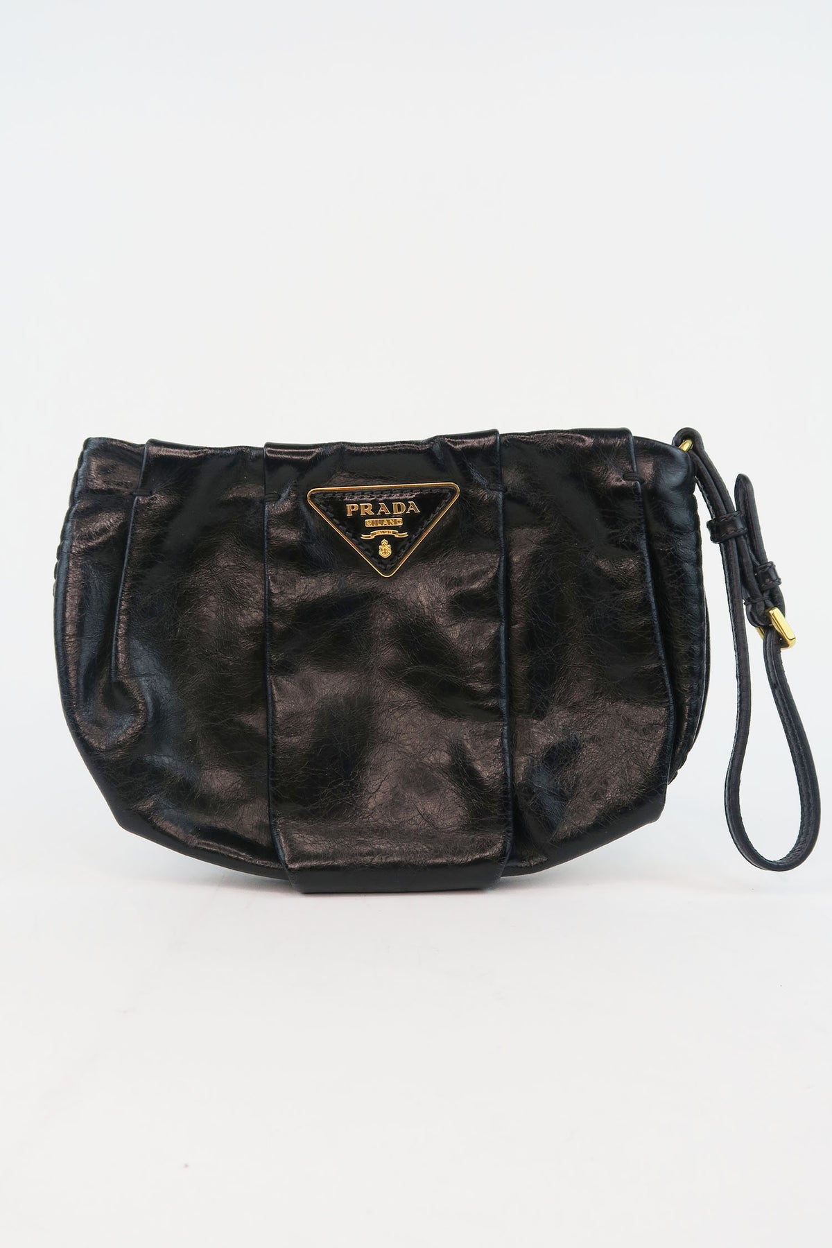 Prada Pleated Leather Wristlet