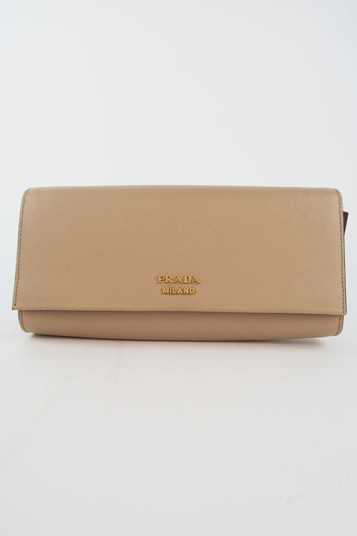 Prada Saffiano Leather Clutch & Chain