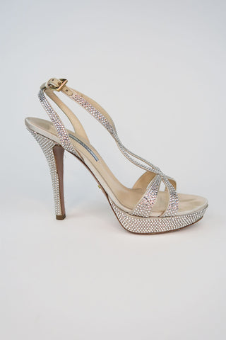 Prada Crystal Platform Sandals sz 37 - Designer Pumps at The Find Luxury Resale - Vancouver, Canada