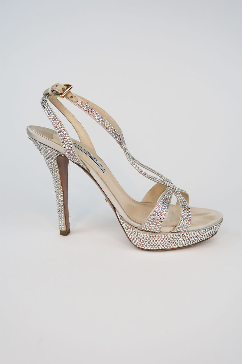 Prada Crystal Platform Sandals sz 37