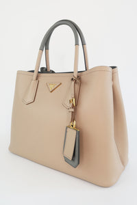 Prada Saffiano Medium Double Tote w/ Strap