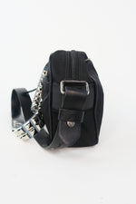Prada Black Tessuto Studded Camera Bag